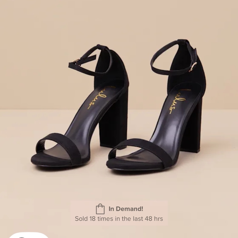 Lulus Taylor Black Suede Ankle Strap Heels - Size 7.5